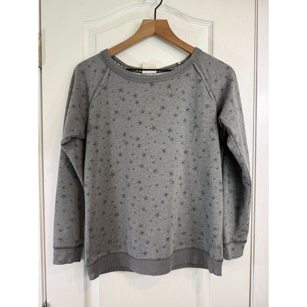 Knox Rose Gray Star Print Sweatshirt Womens XS Raglan Long Sleeve Pullover